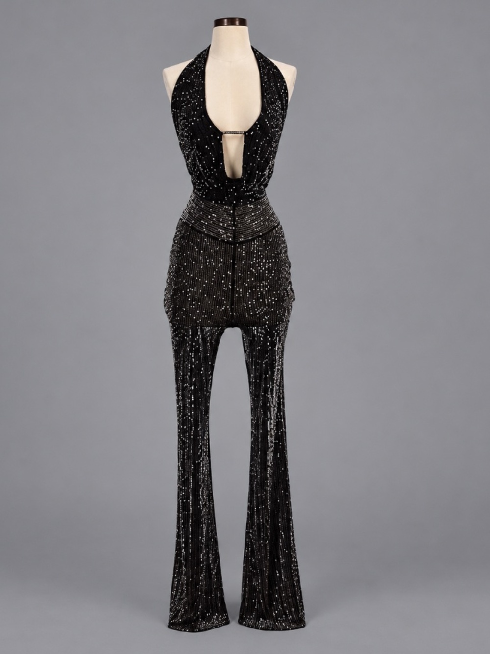 Lucy in the Sky Black Sequin Halter Jumpsuit – M